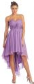 Strapless Floral Accent High Low Cocktail Party Dress  in Lilac